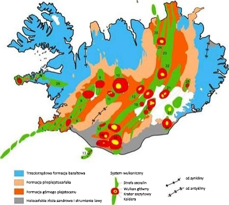 Islandia - mapa geologiczna